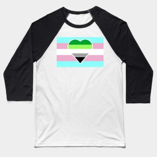 Transgender Pride Flag with Aromantic Heart (White-Stripe Variant) Baseball T-Shirt